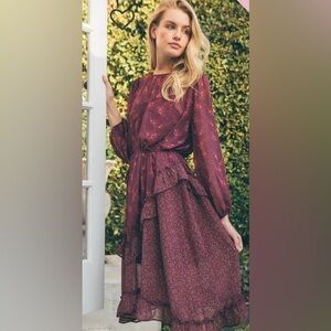 Senlis Antoinette Dress Whispy Rose Floral Fern Mix Small